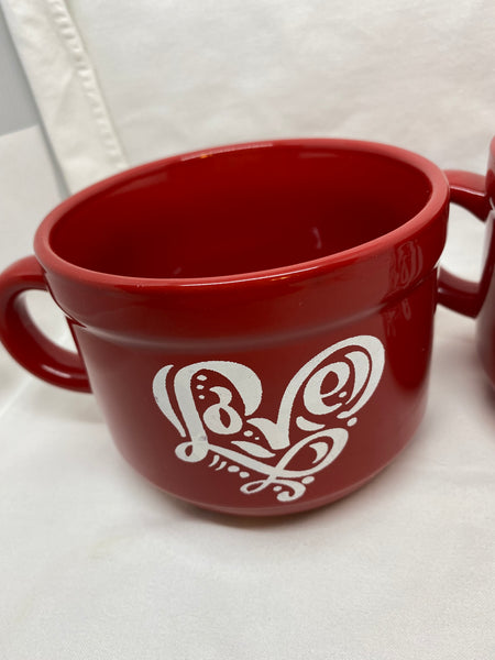 Farmhouse Country Kitchen Red White Heart Decor Mug Cup Coffee Hand Painted Barware Gift Idea {{ JAMsCraftCloset }}
