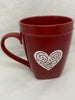 Farmhouse Country Kitchen Red White Heart Decor Mug Cup Coffee Hand Painted Barware Gift Idea {{ JAMsCraftCloset }}