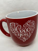Farmhouse Country Kitchen Red White Heart Decor Mug Cup Coffee Hand Painted Barware Gift Idea {{ JAMsCraftCloset }}