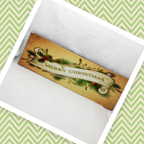 WHITE MERRY CHRISTMAS Banner Holly Berries Ceramic Tile Sign Wall Art Gift Home Holiday Decor {{ JAMsCraftCloset }}