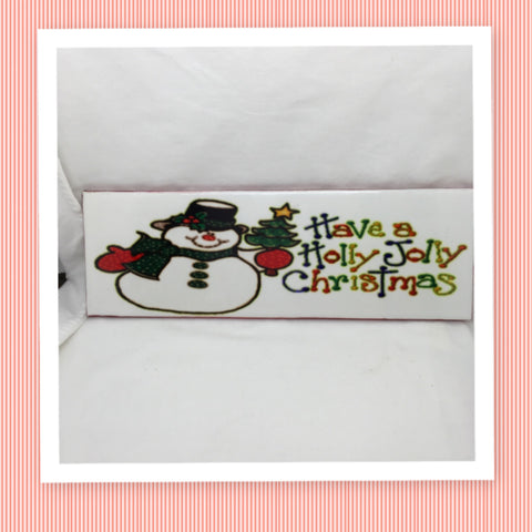 HAVE A HOLLY JOLLY CHRISTMAS SNOWMAN Ceramic Tile Sign Wall Art Gift Home Decor {{ JAMsCraftCloset }}