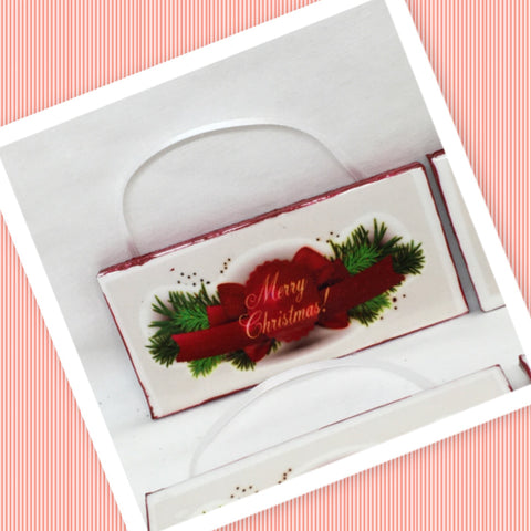 MERRY CHRISTMAS BOW AND PINE Ceramic Tile Ornament Christmas Gift Tree Decor Stocking Stuffer {{ JAMsCraftCloset }}