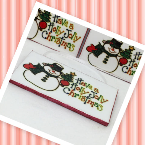HAVE A HOLLY JOLLY CHRISTMAS SNOWMAN Ceramic Tile Ornament Christmas Gift Tree Decor Stocking Stuffer {{ JAMsCraftCloset }}