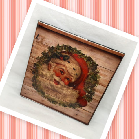 VINTAGE SANTA FACE Wall Art Ceramic Tile Sign Gift Holiday Home Decor 4 x 4 {{ JAMsCraftCloset }}