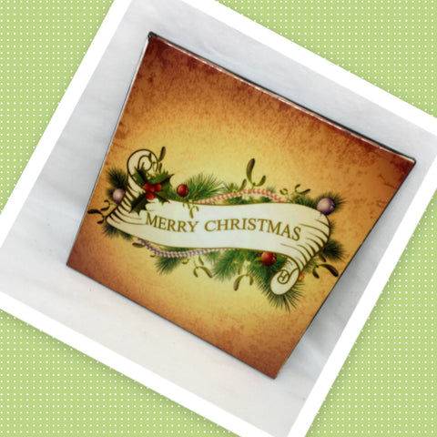 WHITE MERRY CHRISTMAS Wall Art Ceramic Tile Sign Gift Holiday Home Decor 4 x 4 {{ JAMsCraftCloset }}