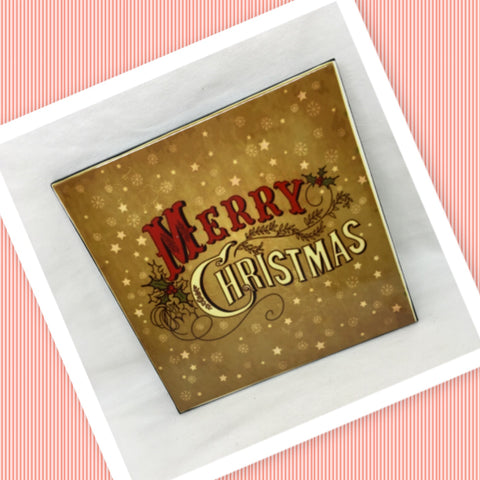 RED MERRY CHRISTMAS Wall Art Ceramic Tile Sign Gift Holiday Home Decor 4 x 4 {{ JAMsCraftCloset }}