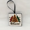 Ornaments Buffalo Plaid Trees Ceramic Tile 2 by 2 Inches Set of 4 Christmas Tree Decor Gift Idea {{ JAMsCraftCloset }}