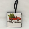 Ornaments RED TRUCK Ceramic Tile 2 by 2 Inches Set of 5 Christmas Tree Decor Gift Idea {{ JAMsCraftCloset }}
