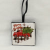 Ornaments RED TRUCK Ceramic Tile 2 by 2 Inches Set of 5 Christmas Tree Decor Gift Idea {{ JAMsCraftCloset }}