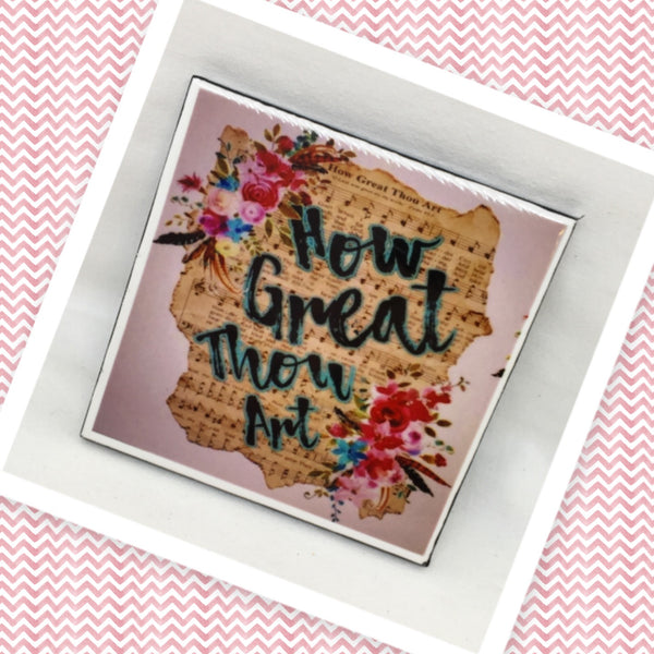 HOW GREAT THOU ART Wall Art Ceramic Tile Gift Home Decor Positive Quote Affirmation {{ JAMsCraftCloset }}