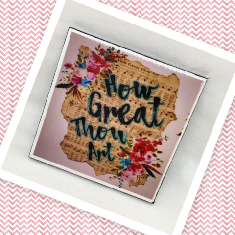 HOW GREAT THOU ART Wall Art Ceramic Tile Gift Home Decor Positive Quote Affirmation {{ JAMsCraftCloset }}