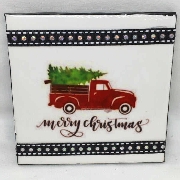 BUFFALO PLAID CHRISTMAS Wall Art Ceramic Tile Sign Gift Holiday Home Decor 4 x 4 {{ JAMsCraftCloset }}