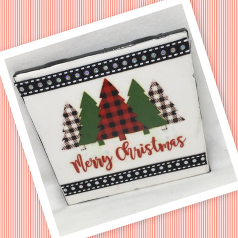 MERRY CHRISTMAS TREE BUFFALO PLAID Wall Art Ceramic Tile Gift Holiday {{ JAMsCraftCloset }}