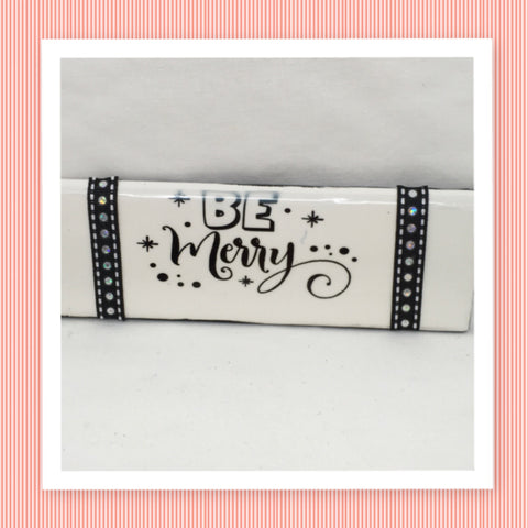 BE MERRY Ceramic Tile Wall Art Ornament Christmas Gift Tree Decor Stocking Stuffer {{ JAMsCraftCloset }}