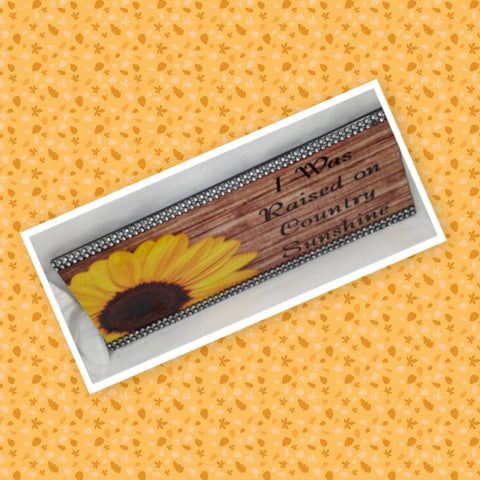 RAISED ON COUNTRY SUNSHINE Ceramic Tile Sign Wall Art Wedding Gift Home Decor Positive Saying {{ JAMsCraftCloset }}
