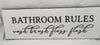BATHROOM RULES Ceramic Tile Sign Wall Art Home Decor Funny BATHROOM Gift Idea Restroom {{ JAMsCraftCloset }}