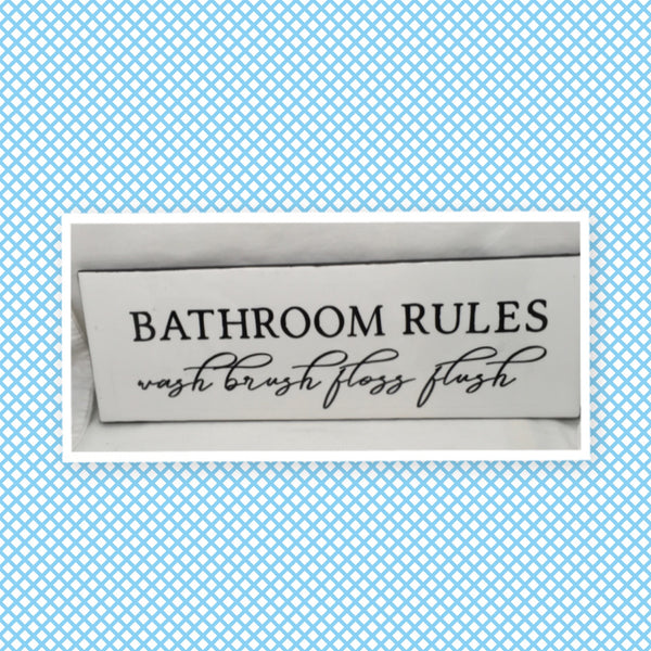 BATHROOM RULES Ceramic Tile Sign Wall Art Home Decor Funny BATHROOM Gift Idea Restroom {{ JAMsCraftCloset }}