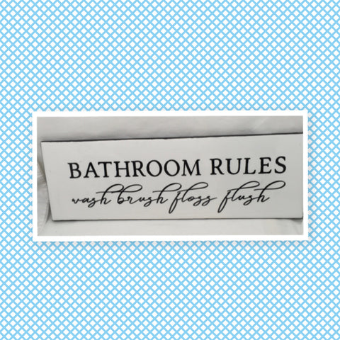 BATHROOM RULES Ceramic Tile Sign Funny BATHROOM Decor Wall Art Home Decor Gift Idea Handmade Sign Country Farmhouse Wall Art Campers RV Home Decor Home and Living Wall Hanging Restroom Decor - JAMsCraftCloset