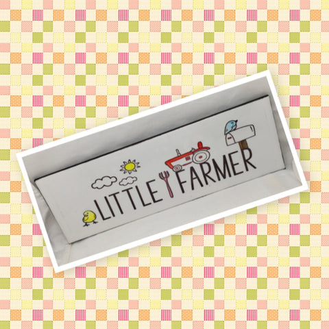 LITTLE FARMER Ceramic Tile Sign Wall Art Childs Room Decor Gift Idea Positive Quote {{ JAMsCraftCloset }}