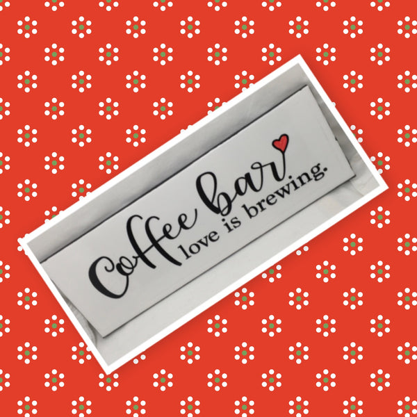 COFFEE BAR LOVE IS BREWING Tile Sign Funny KITCHEN Decor Wall Art Gift Idea {{ JAMsCraftCloset }}