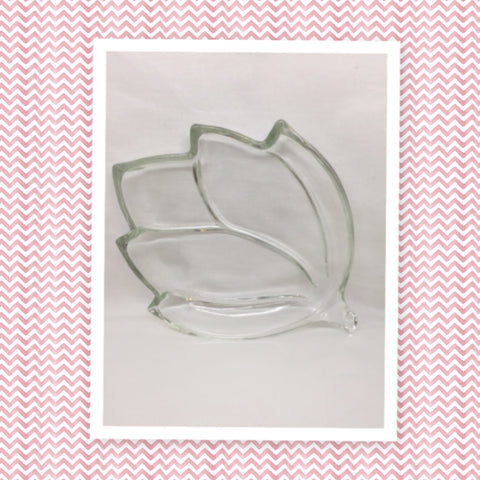 Vintage Clear Glass Leaf Shape Serving Relish Tray Plate Dish Vintage Home Decor Country Decor JAMsCraftCloset