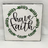 HAVE FAITH Green Wreath Wall Art Ceramic Tile Gift Home Decor Positive Quote Affirmation {{ JAMsCraftCloset }}