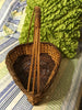 Basket Gathering Vintage Teardrop Shaped Light and Dark Natural Unique Woven - JAMsCraftCloset