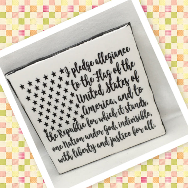 PLEDGE ALLEGIANCE Wall Art Ceramic Tile Sign Gift Idea Home Decor {{ JAMsCraftCloset }}