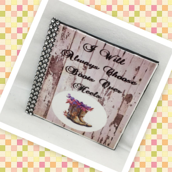 CHOOSE COWBOY BOOTS OVER HEELS Wall Art Ceramic Tile Sign Gift Idea Home Decor {{ JAMsCraftCloset }}
