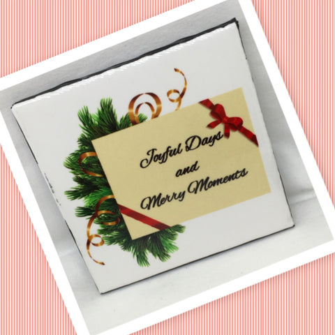 JOYFUL DAYS AND MERRY MOMENTS Wall Art Ceramic Tile Sign Gift Holiday Home Decor 4 x 4 {{ JAMsCraftCloset }}