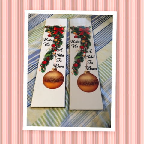 UNTO US A CHILD IS BORN Banner Ceramic Tile Sign Christmas Wall Art Gift Home Holiday Decor {{ JAMsCraftCloset }}