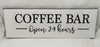 COFFEE BAR OPEN 24 HOURS Tile Sign Funny KITCHEN Decor Wall Art Gift Idea {{ JAMsCraftCloset }}