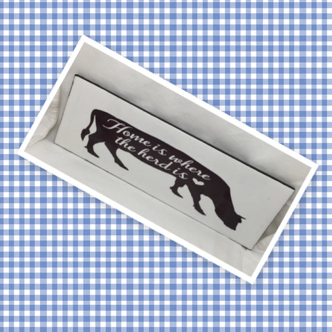 HOME IS WHERE THE HERD IS Ceramic Tile Love Caring Sign Wall Art Wedding I Love You Gift {{ JAMsCraftCloset }}