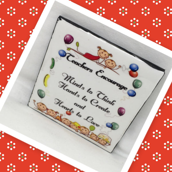 TEACHERS ENCOURAGE Wall Art Ceramic Tile Sign Gift Home Decor Positive Quote {{ JAMsCraftCloset }}