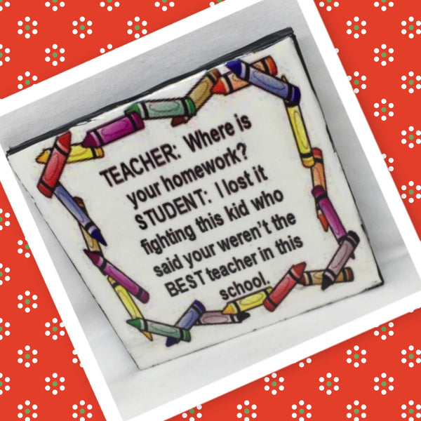 WHERE IS YOUR HOMEWORK Wall Art Ceramic Tile Sign Gift Home Decor Positive Quote {{ JAMsCraftCloset }}