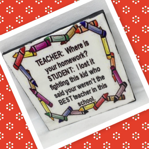 WHERE IS YOUR HOMEWORK Wall Art Ceramic Tile Sign Gift Home Decor Positive Quote {{ JAMsCraftCloset }}