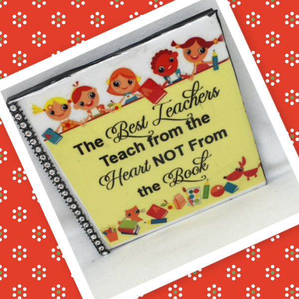TEACH FROM THE HEART AND NOT THE BOOK Wall Art Ceramic Tile Sign Gift Home Decor Positive Quote {{ JAMsCraftCloset }}