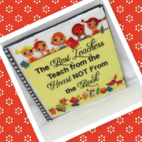 TEACH FROM THE HEART AND NOT THE BOOK Wall Art Ceramic Tile Sign Gift Home Decor Positive Quote {{ JAMsCraftCloset }}