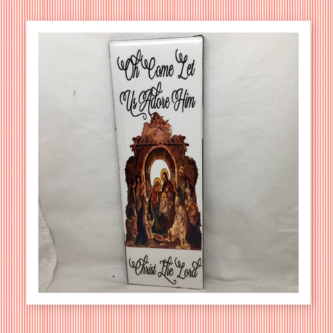 OH COME LET US ADORE HIM Banner Ceramic Tile Sign Christmas Wall Art Gift Home Holiday Decor {{ JAMsCraftCloset }}