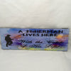 A FISHERMAN LIVES HERE Ceramic Tile Porch Sign Wall Art Gift Idea Home Decor {{ JAMsCraftCloset }}