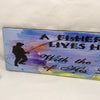 A FISHERMAN LIVES HERE Ceramic Tile Porch Sign Wall Art Gift Idea Home Decor {{ JAMsCraftCloset }}