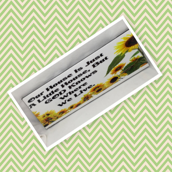 OUR HOUSE IS SMALL BUT GOD KNOWS WHERE WE LIVE Ceramic Tile Porch Sign Wall Art Gift Idea Home Decor {{ JAMsCraftCloset }}