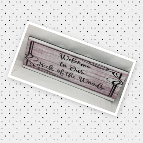 WELCOME TO OUR NECK OF THE WOODS Ceramic Tile Porch Sign Wall Art Gift Idea Home Decor {{ JAMsCraftCloset }}