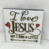 I LOVE JESUS BUT I CUSS A LITTLE Wall Art Ceramic Tile Gift Home Decor Positive Quote Affirmation {{ JAMsCraftCloset }}