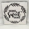 HOME SWEET HOME Black and White Wreath Wall Art Ceramic Tile Sign Gift Idea Home Decor Positive Saying {{ JAMsCraftCloset }}