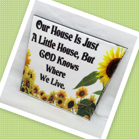 GOD KNOWS WHERE WE LIVE Wall Art Ceramic Tile Sign Gift Home Decor Positive Saying Kitchen Decor {{ JAMsCraftCloset }}