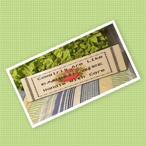 COWGIRLS ARE LIKE BARBED WIRE Wall Art Ceramic Tile Sign Gift Idea Home Decor Positive Saying {{ JAMsCraftCloset }}