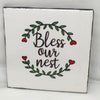BLESS OUR NEST Wall Art Ceramic Tile Gift Home Decor Positive Quote Affirmation {{ JAMsCraftCloset }}