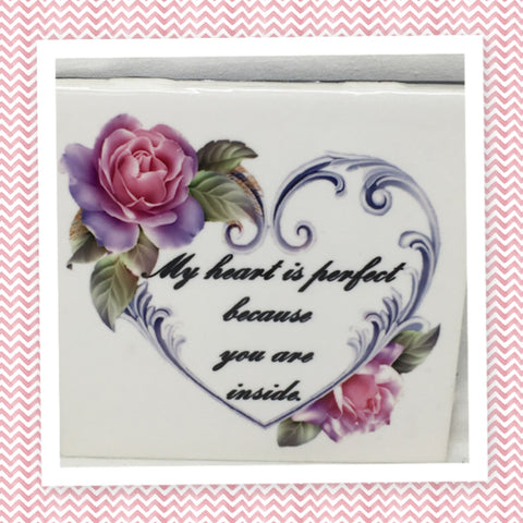 MY HEART IS PERFECT BECAUSE YOU ARE INSIDE Wall Art Ceramic Tile Sign Gift Idea Home Decor Positive Saying {{ JAMsCraftCloset }}