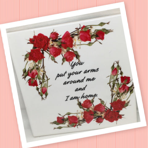 YOUR ARMS AROUND ME AND I AM HOME Wall Art Ceramic Tile Sign Vintage Bicycle Gift Home Decor Positive Saying {{ JAMsCraftCloset }}